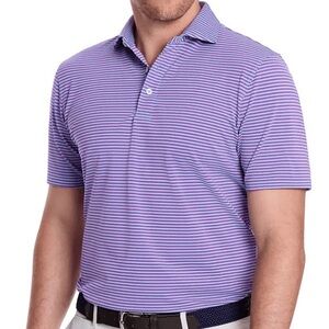 Men’s BRANDED Golf Holderness & Bourne Size Large Purple Striped Polo Shirt